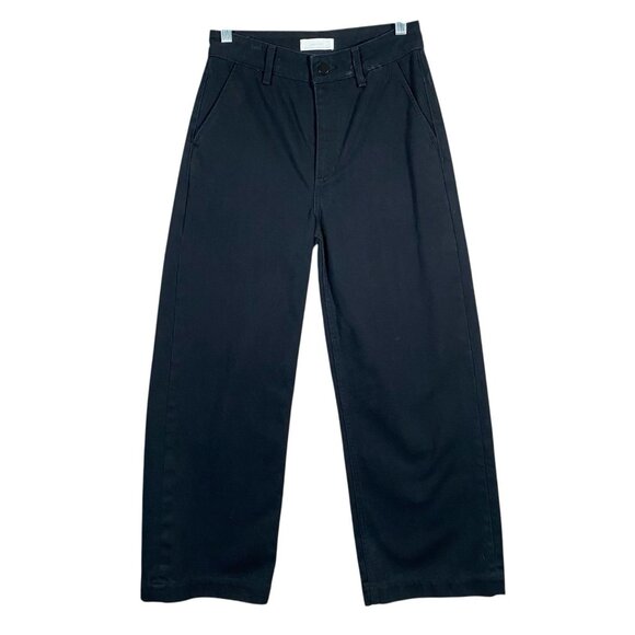 Oak + Fort Jeans Size 26 High Waist Wide Leg Black Denim Ankle Cropped Classic - Picture 1 of 12